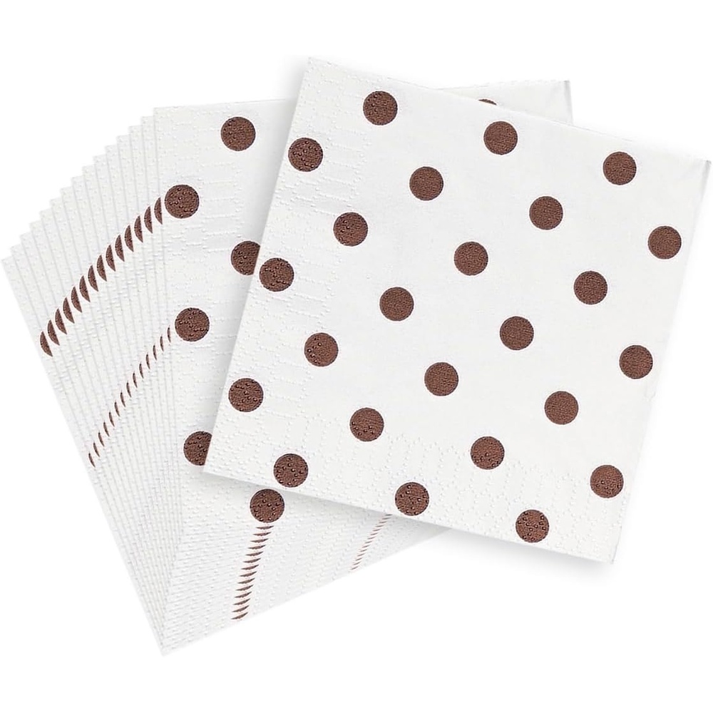 image:imageFun Express Chocolate Polka Dot Beverage Napkin Party Supplies Print Tableware Print Napkins 16 Pieces