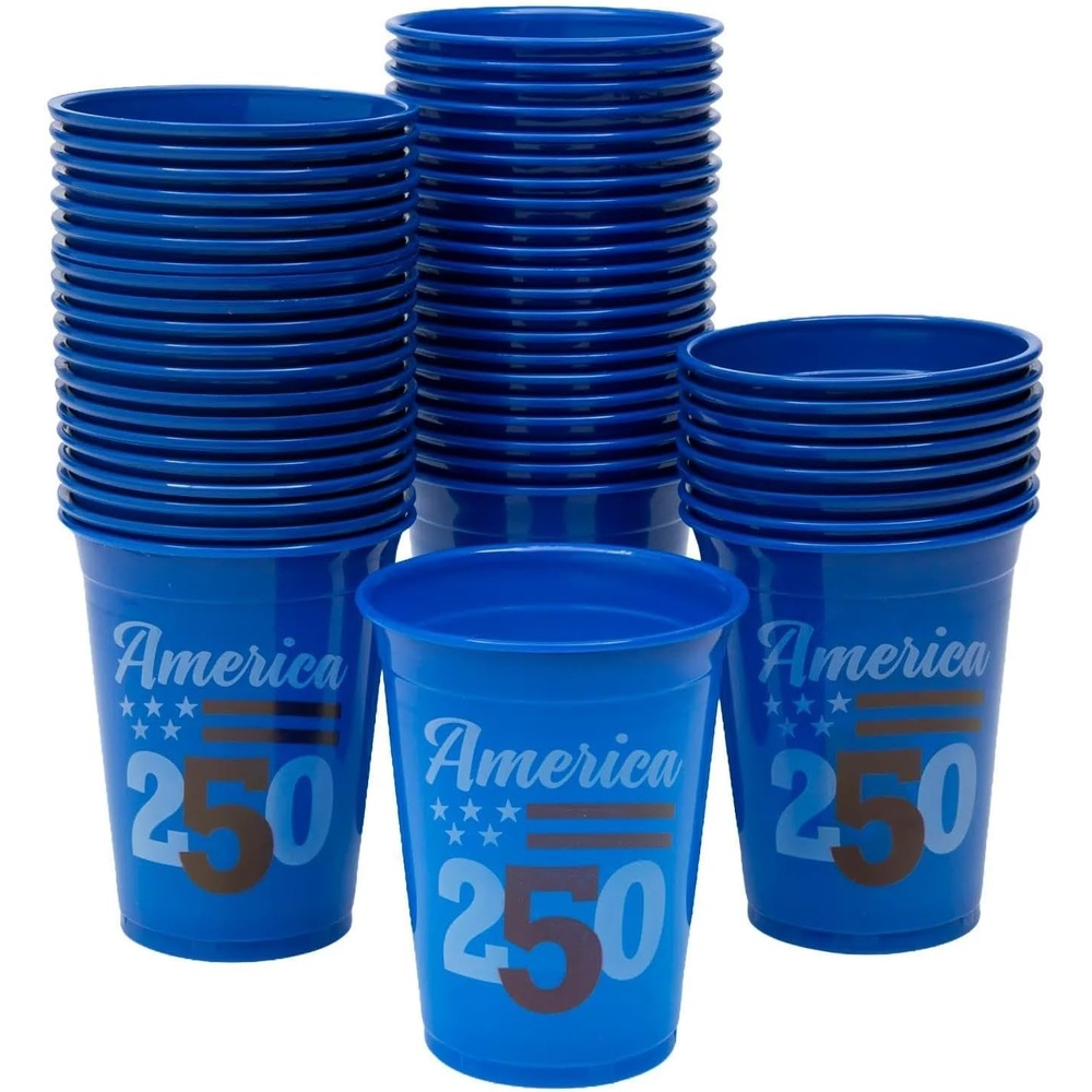image:imageFun Express 16 oz 50 Count USA 250th Anniversary Red White and Blue USA Flag Design Premium Quality for 4th of July Party BBQ amp Summer Events