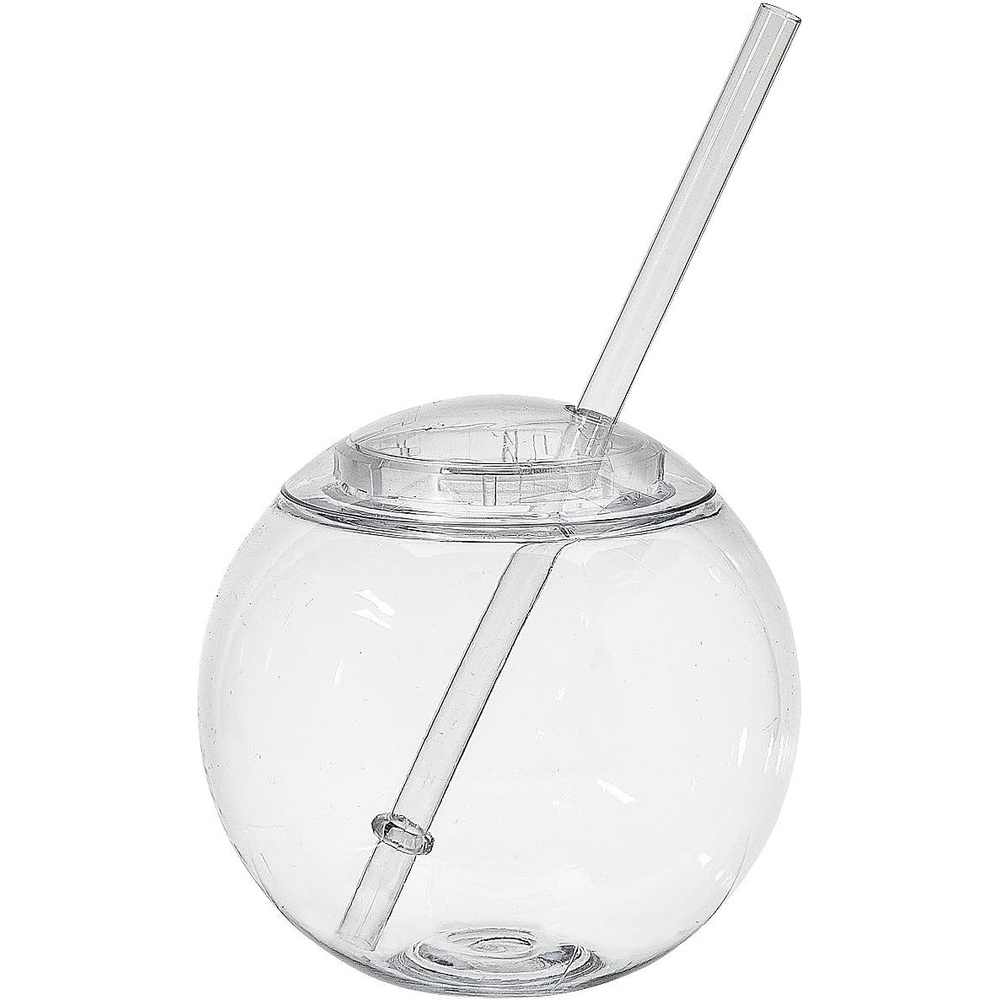 image:imageFun Express 25 Pieces Round Cups with Straw Holds 15 oz BPA Free Plastic Party Supplies for Kids Clear