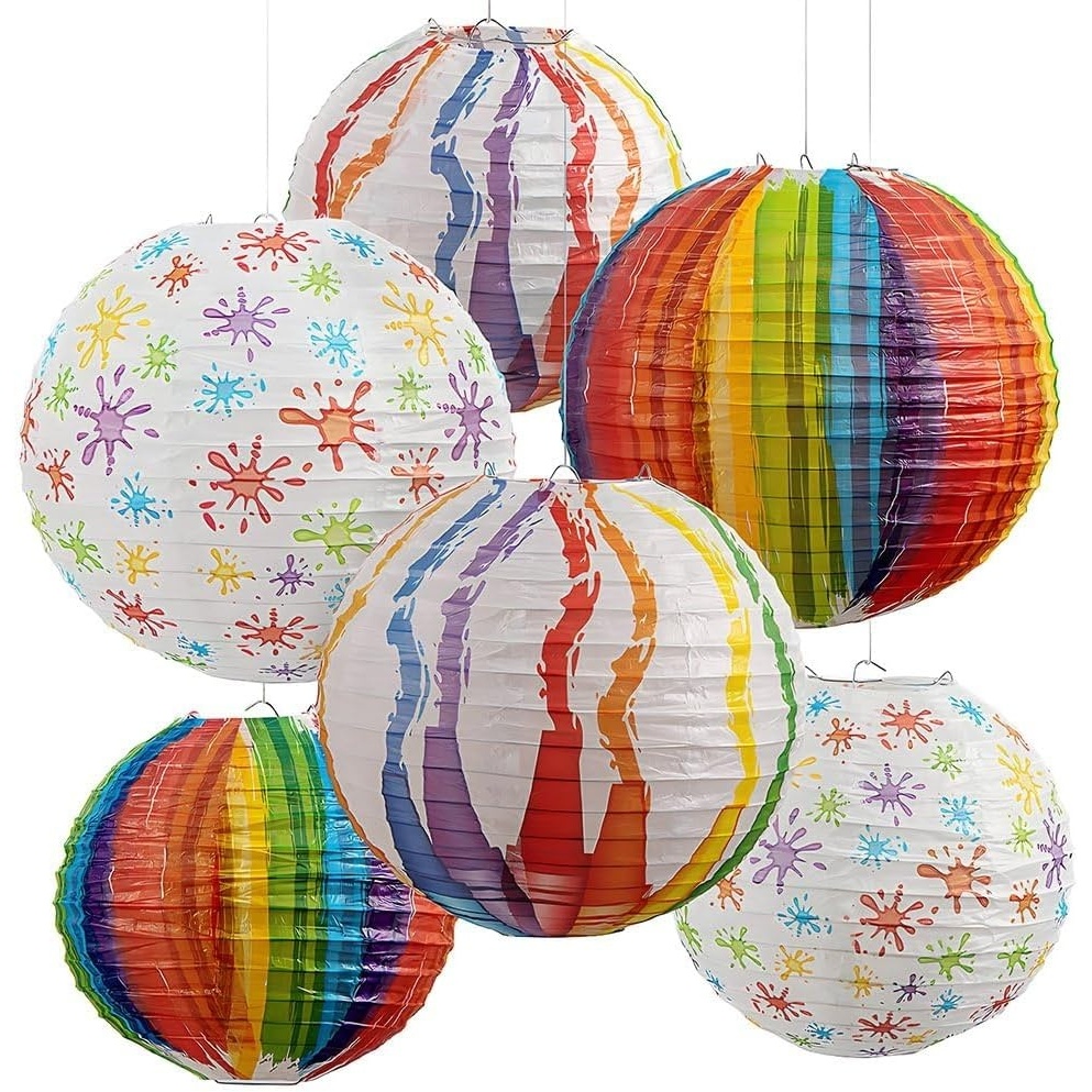 image:imageFun Express Art Pallet Hanging Paper Lanterns Assortment for Birthday Party Decor Hanging Decor Lanterns Birthday VBS Vacation Bible School SuppliesDecor 6 Pieces