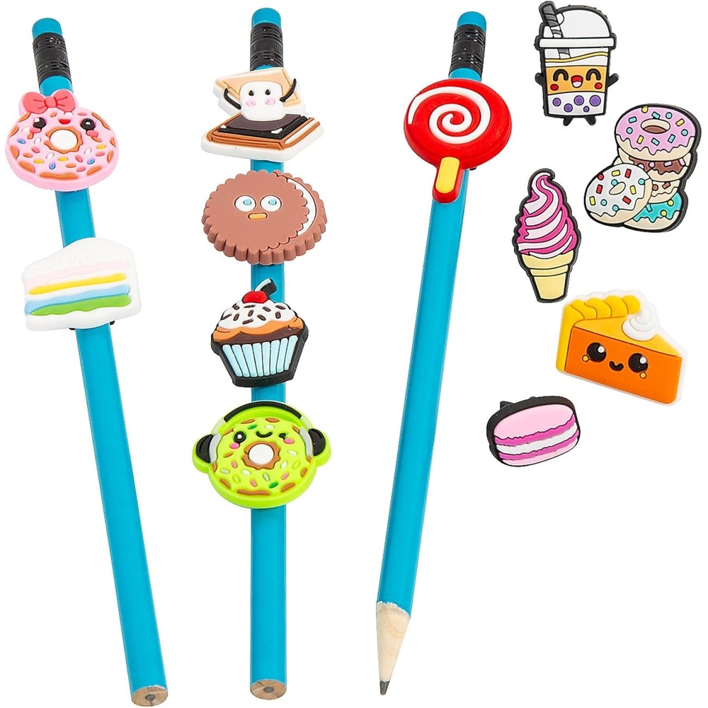 image:imageFun Express Assorted Designs Sweet TreatsThemed Rubber Pencil Charms Pack of 24 Perfect for Classroom Rewards Party Favors and School SuppliesSweetTreatsThemed