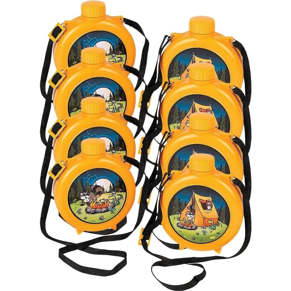 image:imageFun Express Camp Adventure Canteens for Kids BPA Free Plastic Camp Adventure Birthday Party Supplies and Toys Yellow Vacation Bible School SuppliesDecor Set of 8 Pieces