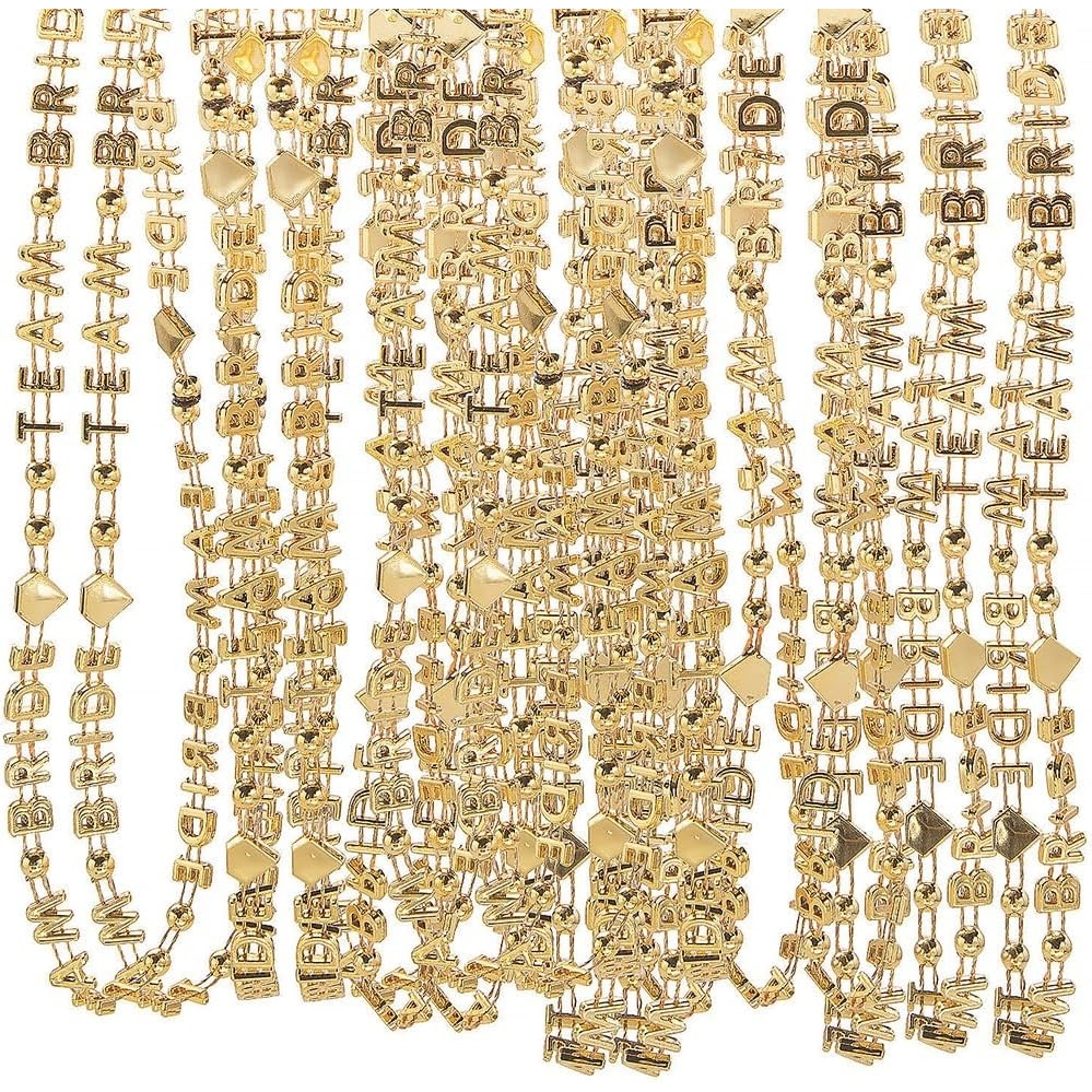 image:imageFun Express Gold Team Bride Bead Necklaces Bulk Set of 24 Bridal Shower Decorations amp Bachelorette Party Accessories Beaded Bridal Jewelry Party Favors for Women Bride Squad Supplies