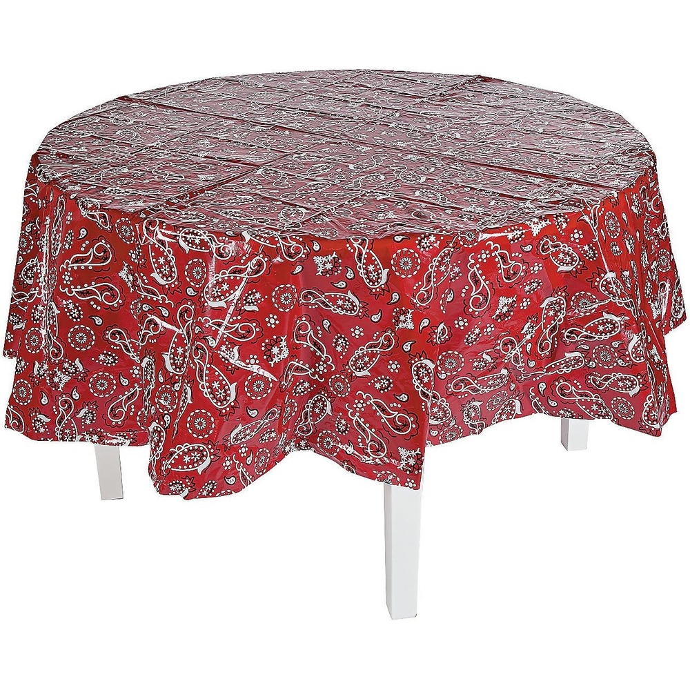 image:imageFun Express Red Bandana Round Disposable Tablecloth  Plastic  Party Supplies
