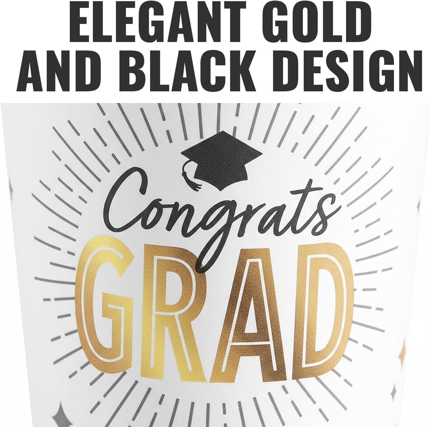 image:imageFun Express Black amp Gold Congrats Graduation Disposable Paper Cups 25 CountWhite