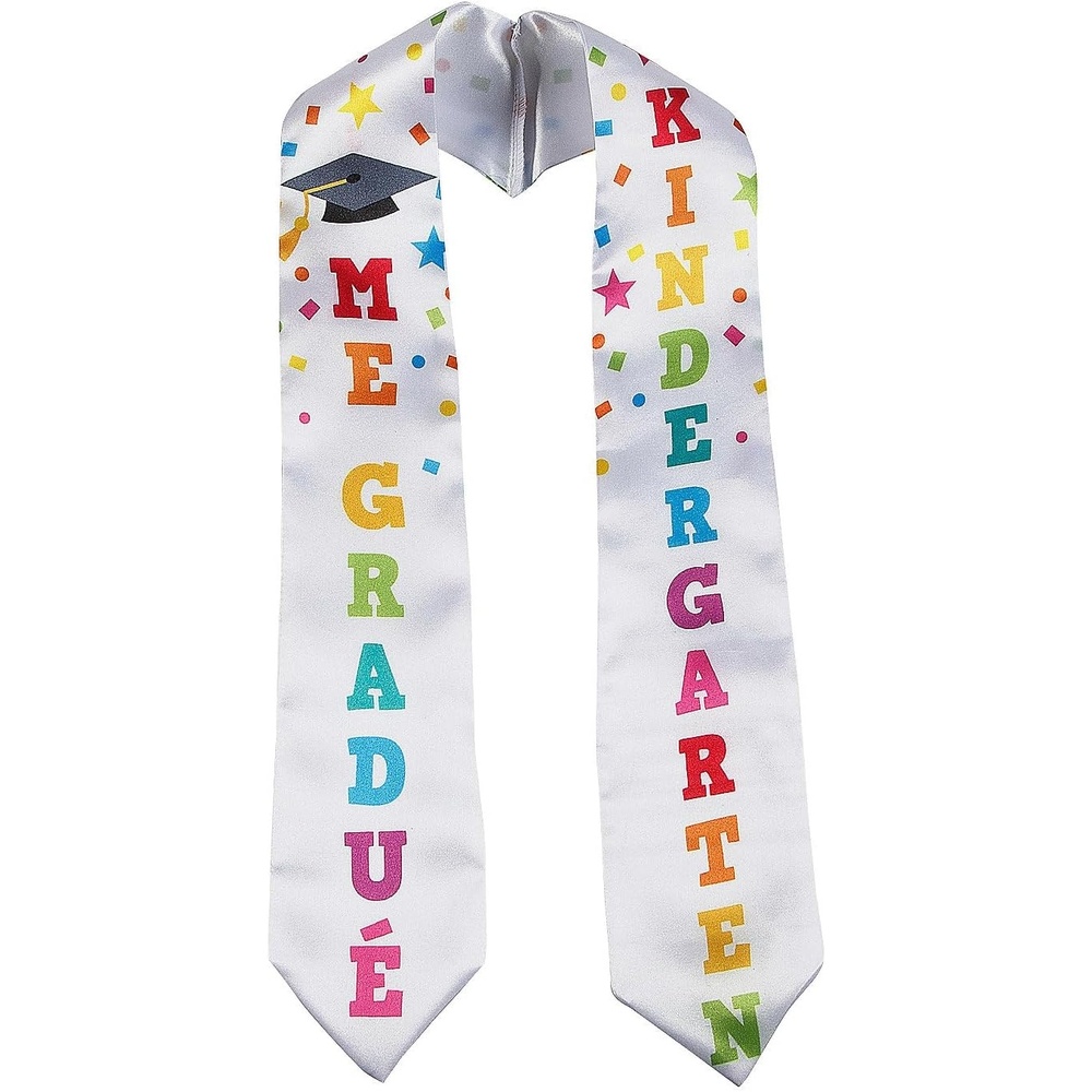 image:imageFun Express 42 Kids Rainbow Spanish Preschool Graduation White Satin Stole