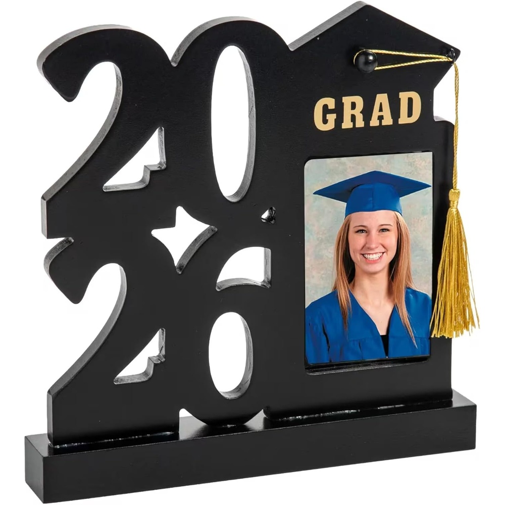 image:imageFun Express 9 12 Stacked 2026 Graduation Black Wood Picture Frame with Tassel