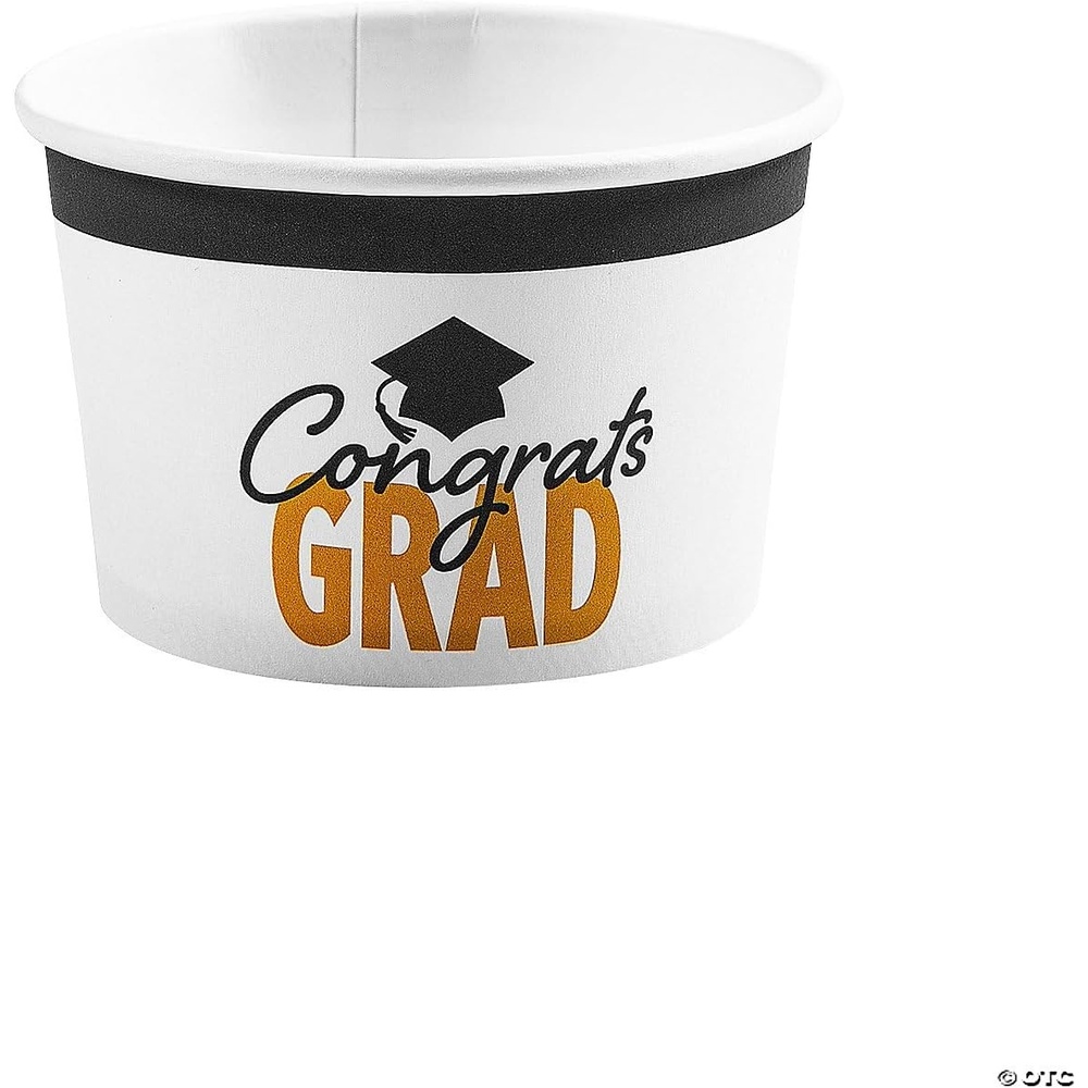 image:imageFun Express Black amp Gold Congrats Graduation Disposable Paper Cups 25 CountSnack Cup