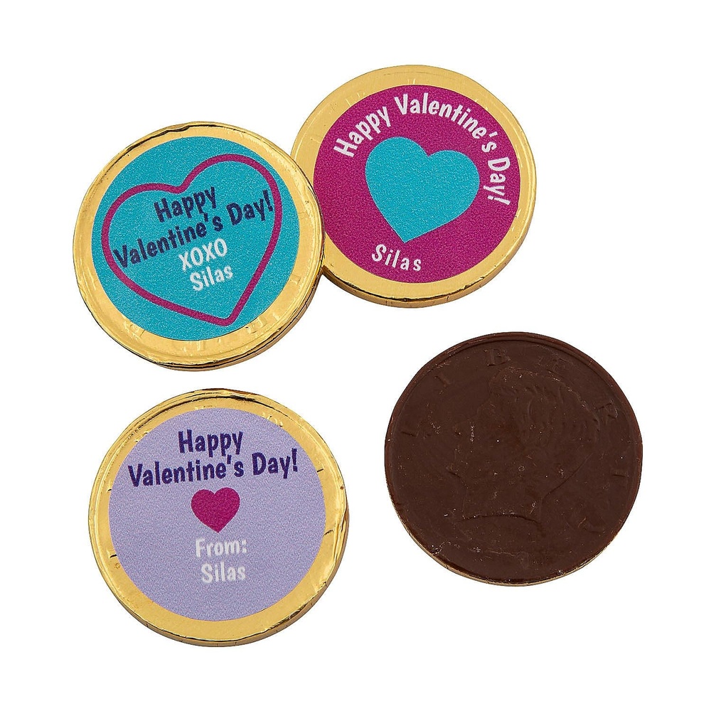 image:imageFun Express Personalized Happy Valentines Day Gold Chocolate Coins  76 Pieces