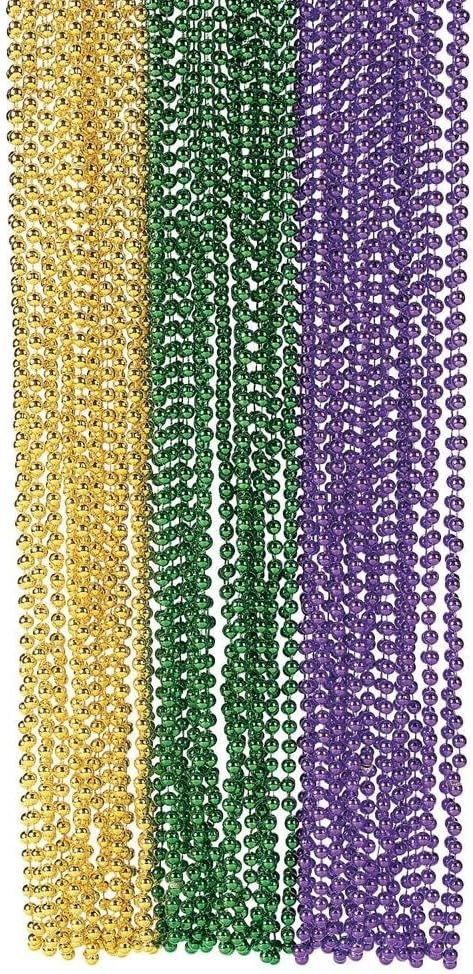image:imageFun Express 30 Super Deluxe Mega Bulk 2016 Pc Metallic Mardi Gras Plastic Beaded Necklace Assortment