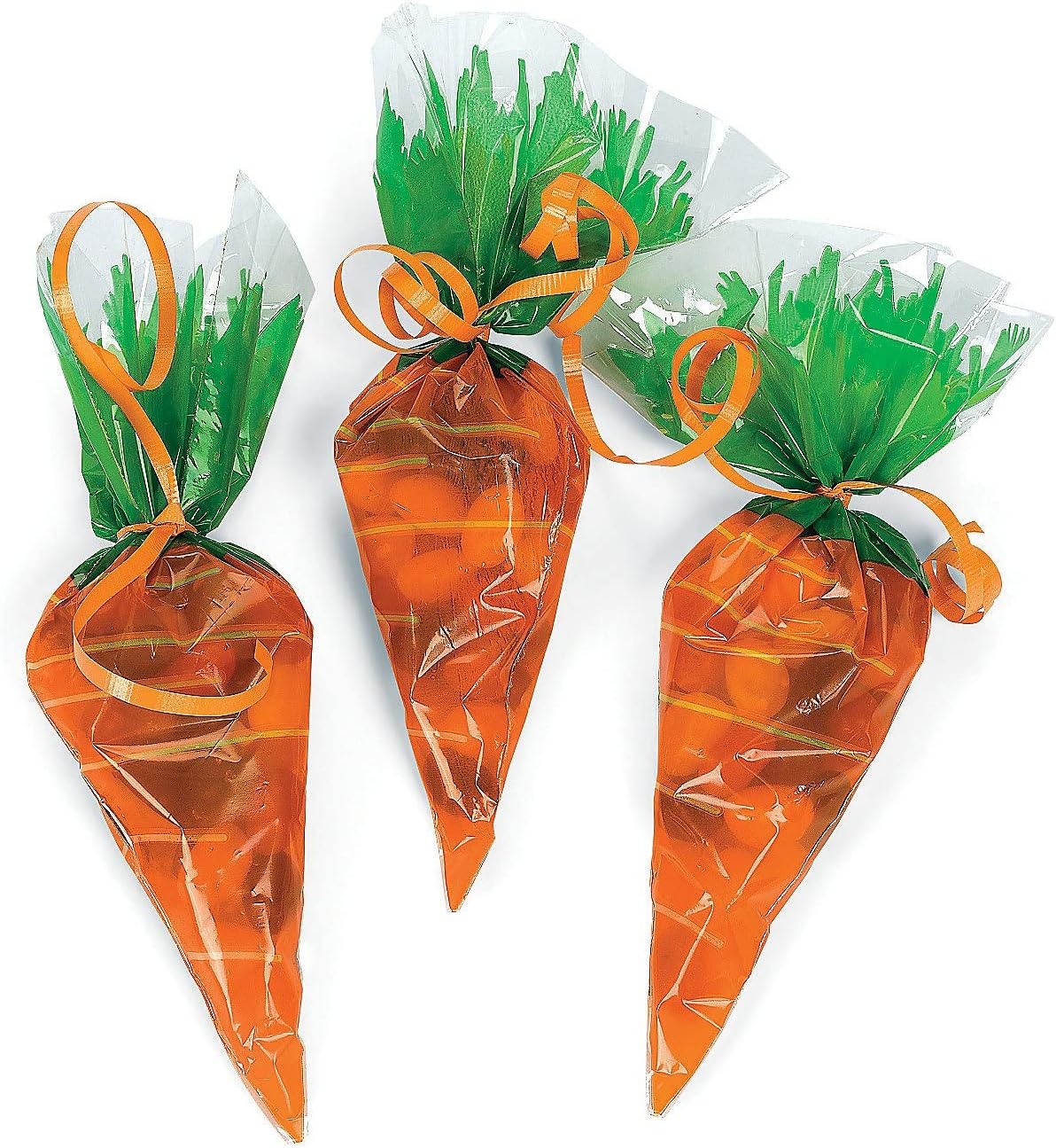 image:imageFun Express 72 Pieces CarrotShaped Cellophane Goody Treat Candy Bags Easter Party Supplies 925 In Long