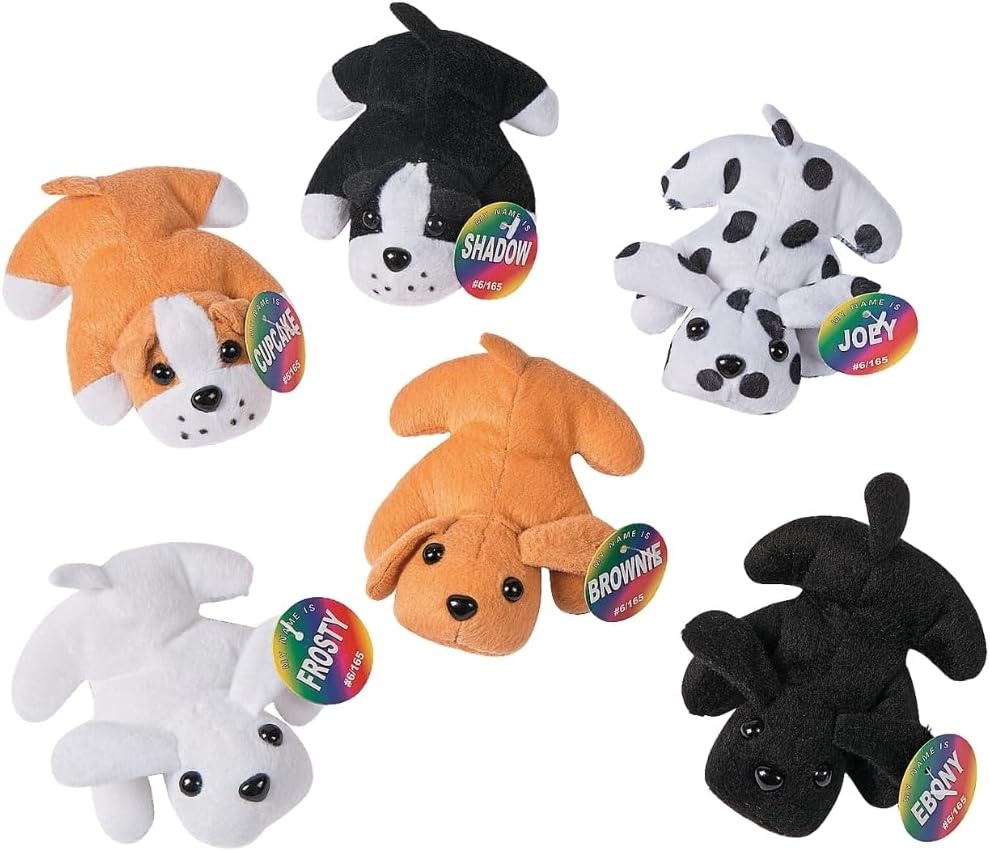 image:imageFun Express Mini Stuffed Animal Puppies Set of 12 Plush Dogs Toys Party Favors and Easter Basket Filler