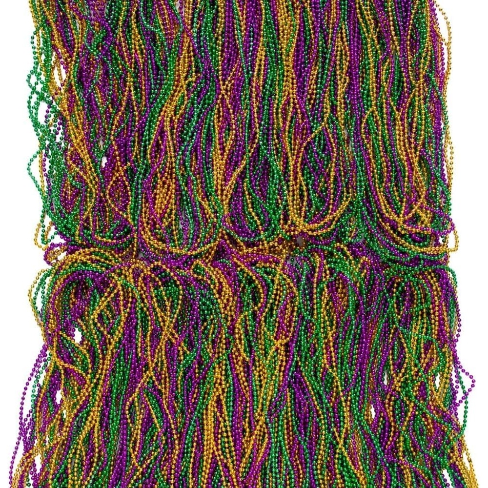 image:imageFun Express 30 Super Deluxe Mega Bulk 2016 Pc Metallic Mardi Gras Plastic Beaded Necklace Assortment