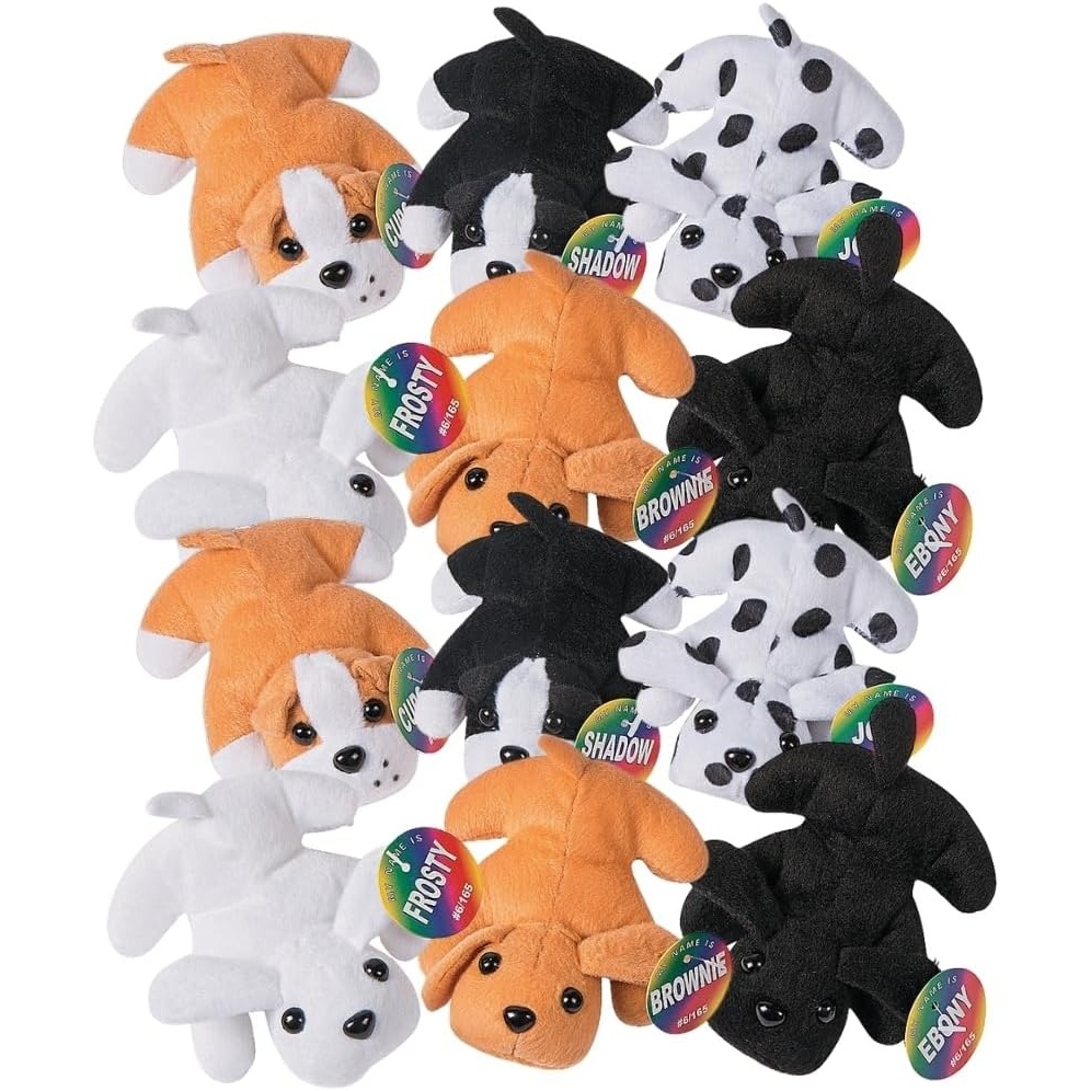 image:imageFun Express Mini Stuffed Animal Puppies Set of 12 Plush Dogs Toys Party Favors and Easter Basket Filler