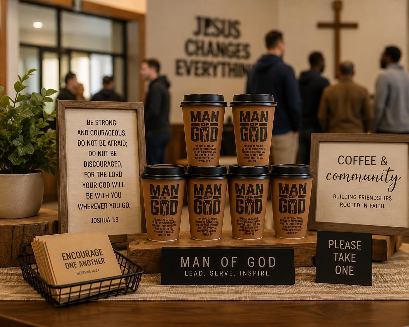 image:imageFun Express 16 oz Christian Coffee Cups with Lids 12 Count Man of God Disposable Paper Hot Drink Cups Religious Fathers Day Church Gifts Bulk for Men Bible Study Pastors amp Mens Ministry