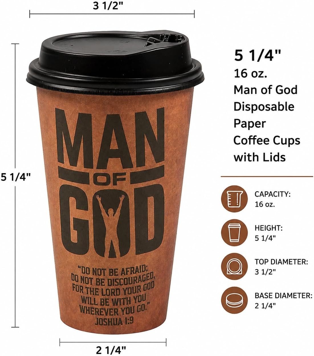 image:imageFun Express 16 oz Christian Coffee Cups with Lids 12 Count Man of God Disposable Paper Hot Drink Cups Religious Fathers Day Church Gifts Bulk for Men Bible Study Pastors amp Mens Ministry