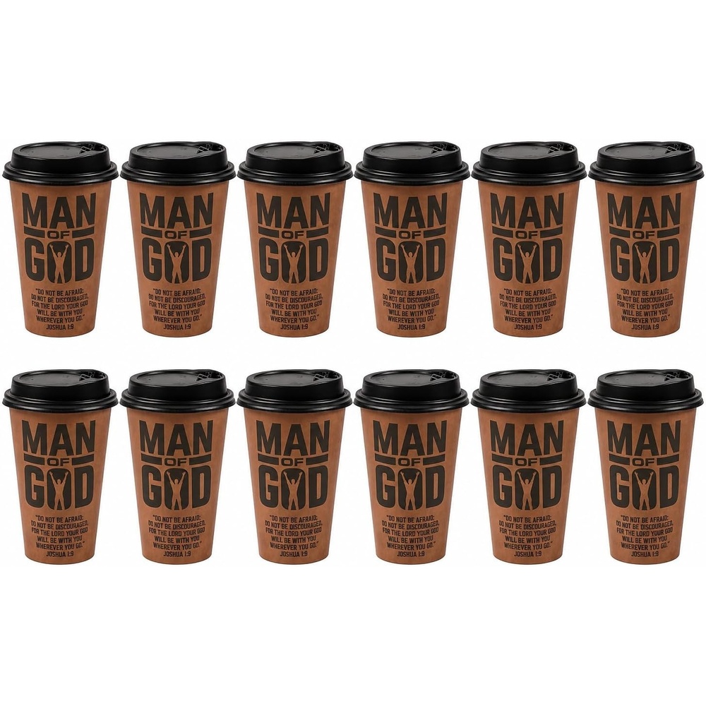 image:imageFun Express 16 oz Christian Coffee Cups with Lids 12 Count  Man of God Disposable Paper Hot Drink Cups  Religious Fathers Day Church Gifts Bulk for Men Bible Study Pastors amp Mens Ministry