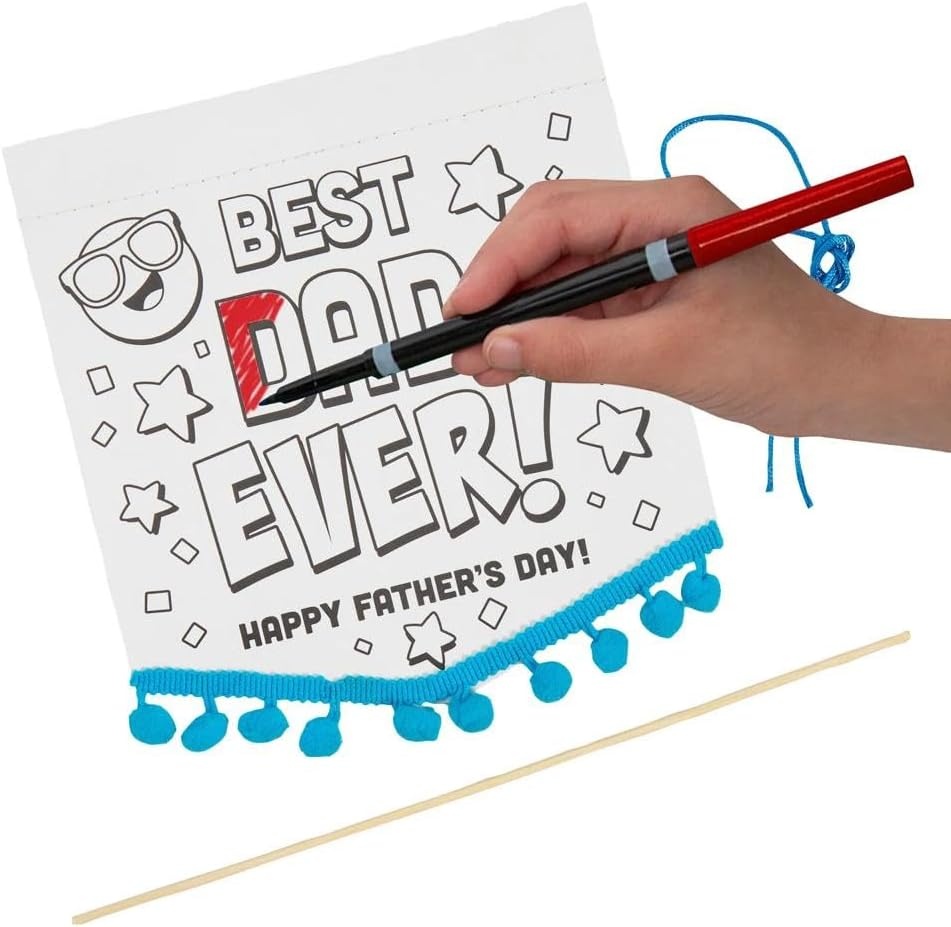 image:imageFun Express 7 x 8 12 Color Your Own Fathers Day Pennant Banner Craft Kit Makes 12