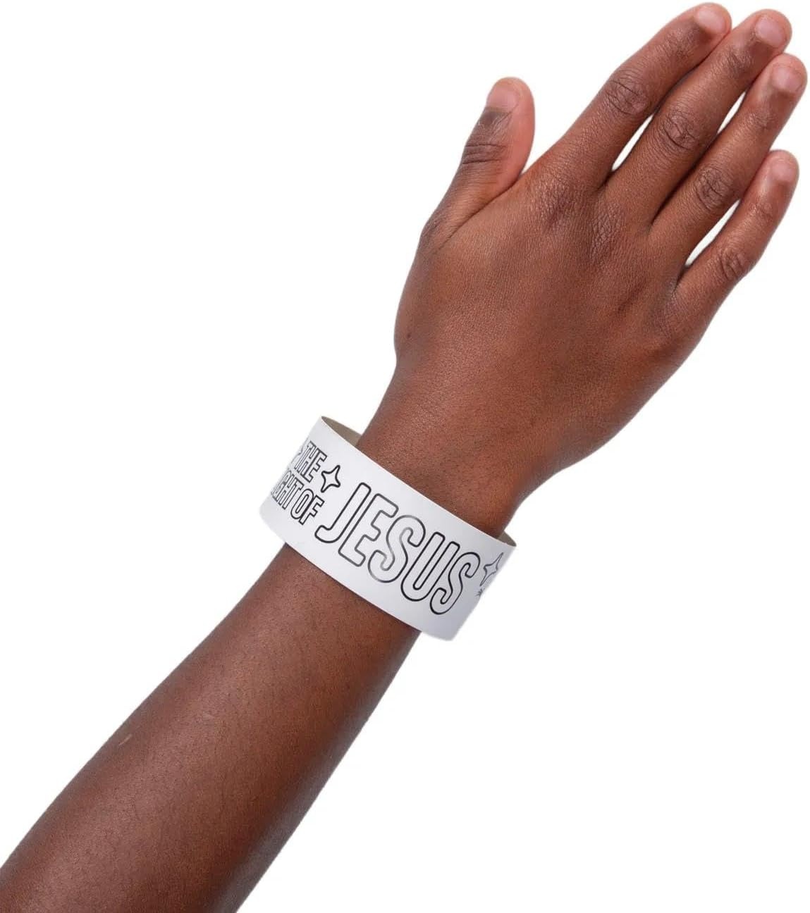 image:image9 x 1 14 Bulk 50 Pieces Color Your Own Jesus is the Light VBS 2026 Cardstock Bracelets