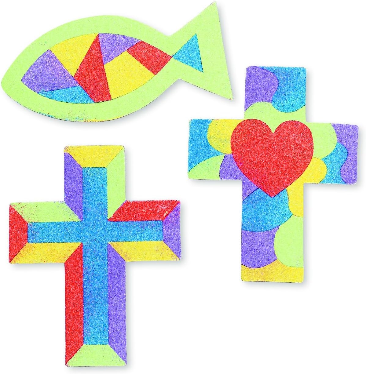 image:imageFun Express 4 14 4 12 Religious Sand Art Magnet Craft Kit Makes 12 Great for Sunday School Vacation Bible School and Other Religious Crafting Occasions