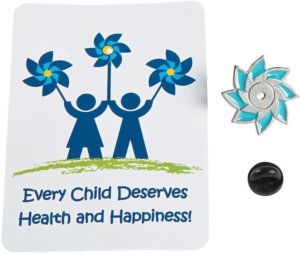 image:imageFun Express Child Abuse Awareness Pinwheel Pin on Card Support amp Raise Awareness for Child Abuse Prevention Thoughtful Pin amp Card Sets for Fundraisers amp Advocacy 12 Pieces