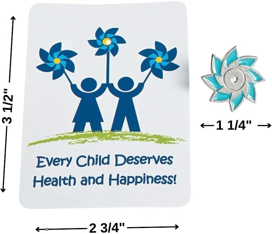 image:imageFun Express Child Abuse Awareness Pinwheel Pin on Card Support amp Raise Awareness for Child Abuse Prevention Thoughtful Pin amp Card Sets for Fundraisers amp Advocacy 12 Pieces