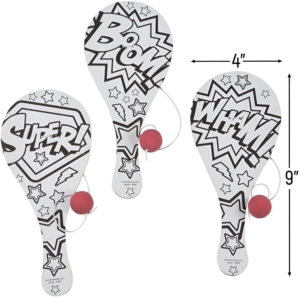 image:imageFun Express Color Your Own Superhero Paddleball Game VBS Vacation Bible School SuppliesDecor 12 Pieces Crafts for Kids and Fun Home Activities