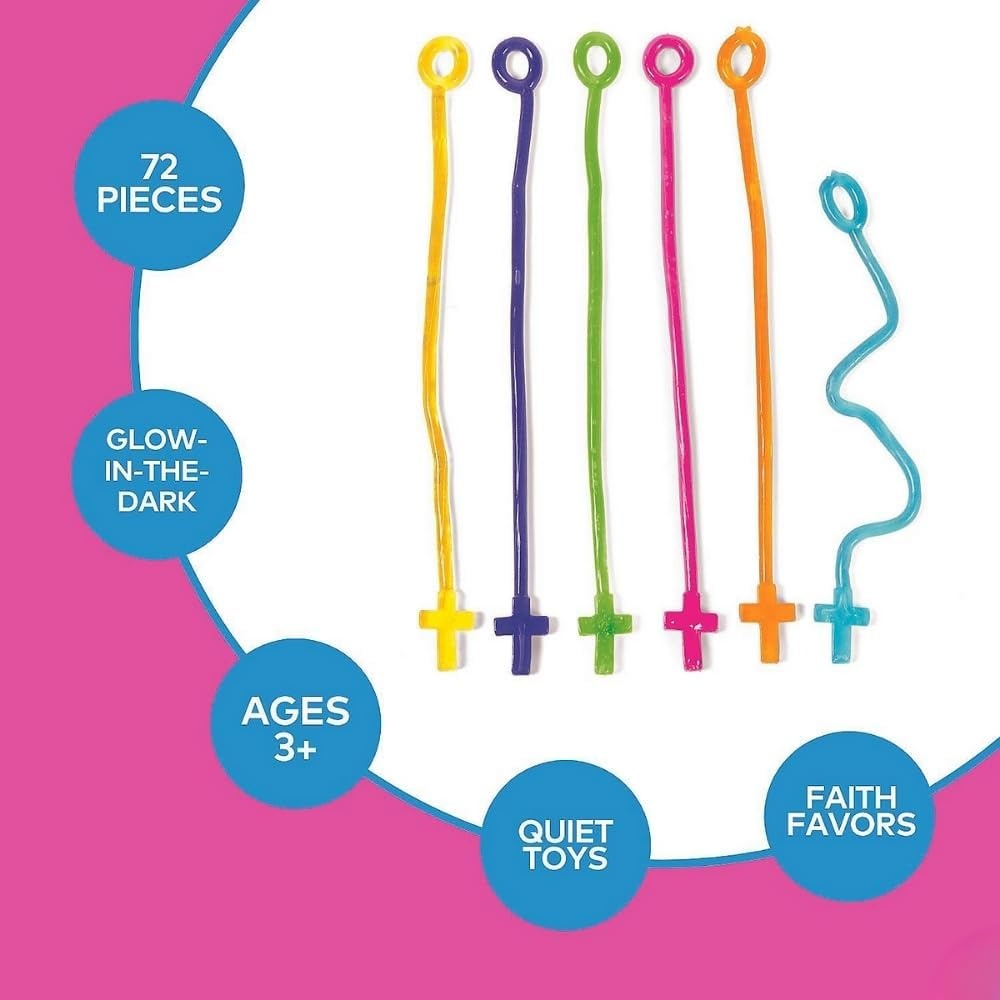 image:imageFun Express Glow in The Dark Sticky Cross 6 Dz Value Toys Sticky amp Stretch Toys VBS 2026 Vacation Bible School SuppliesDecor 72 Pieces