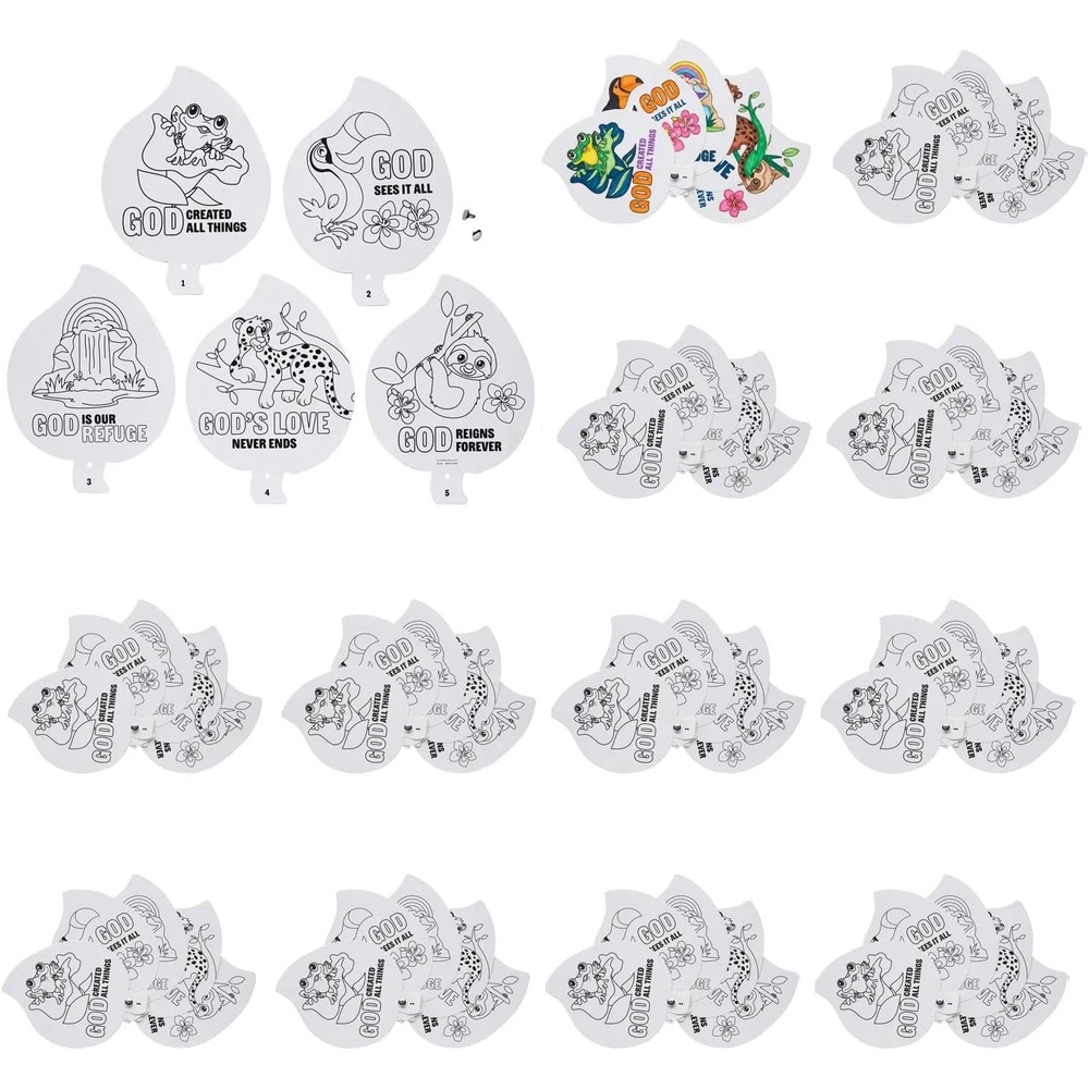 image:imageFun Express 4 14 x 5 34 Color Your Own Rainforest VBS 2026 Palm Fan Craft Kit Makes 12