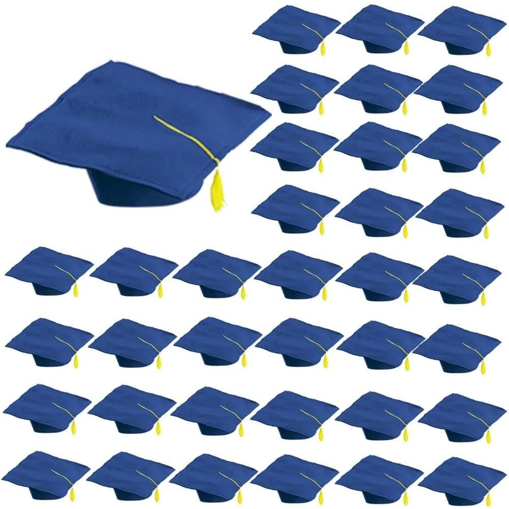 image:imageFun Express Bulk Kids Blue Felt Elementary School Graduation Caps with Tassel for 36