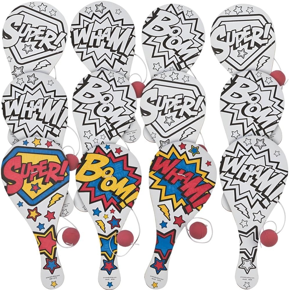image:imageFun Express Color Your Own Superhero Paddleball Game VBS Vacation Bible School SuppliesDecor 12 Pieces Crafts for Kids and Fun Home Activities