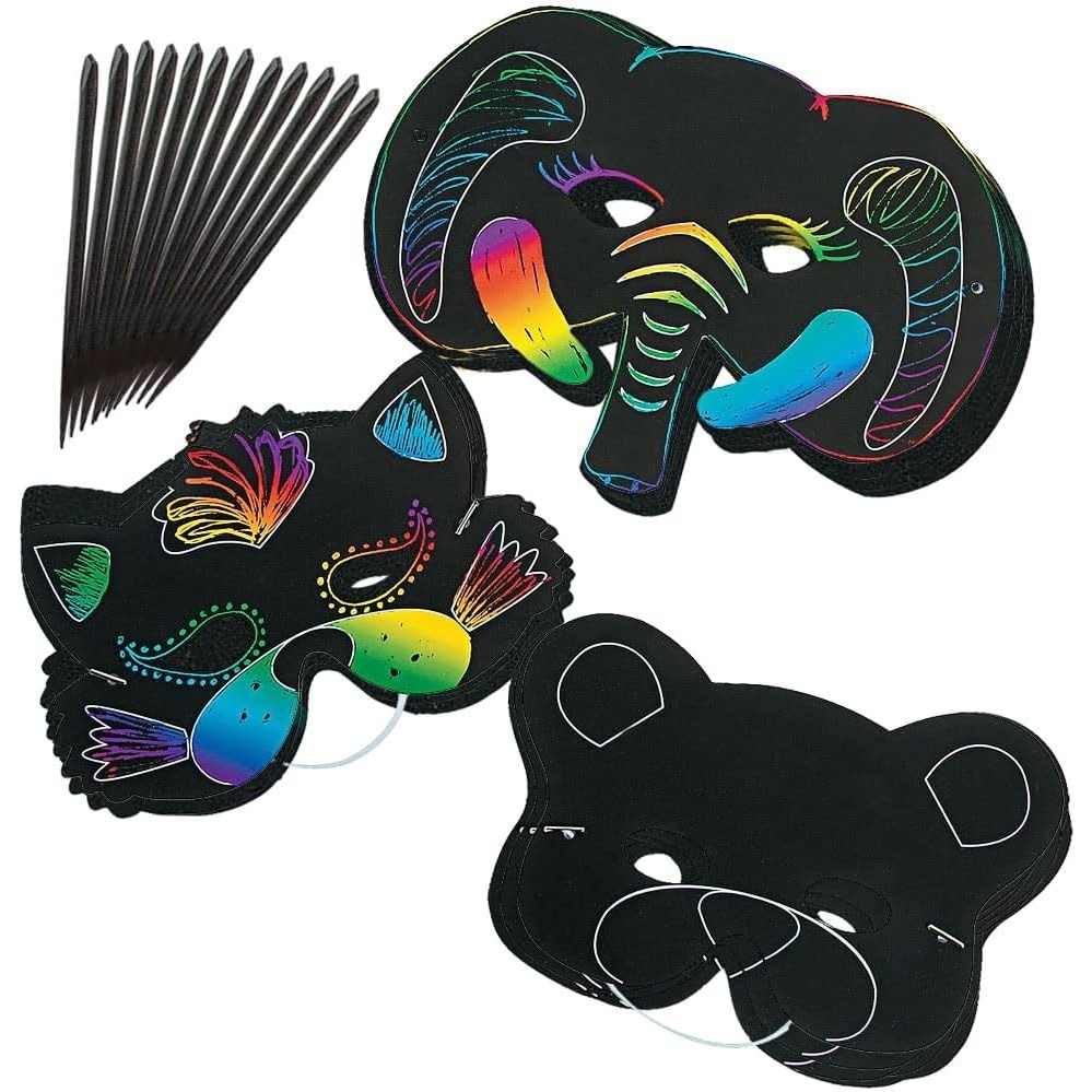 image:imageFun Express Magic Scratch Paper Animal Masks Scratch Art Crafts for Kids and Fun Home Activities VBS Vacation Bible School SuppliesDecor