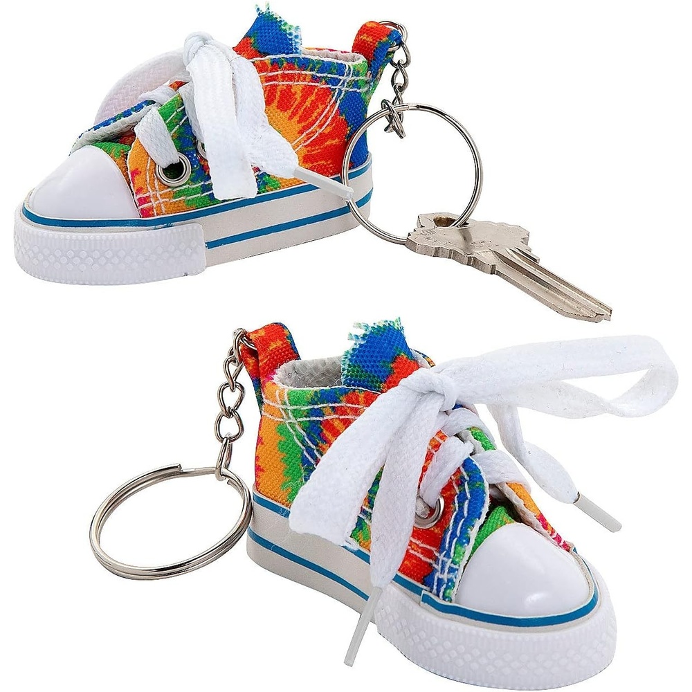image:imageFun Express TieDyed Canvas Tennis Shoe Keychains  12 Pieces