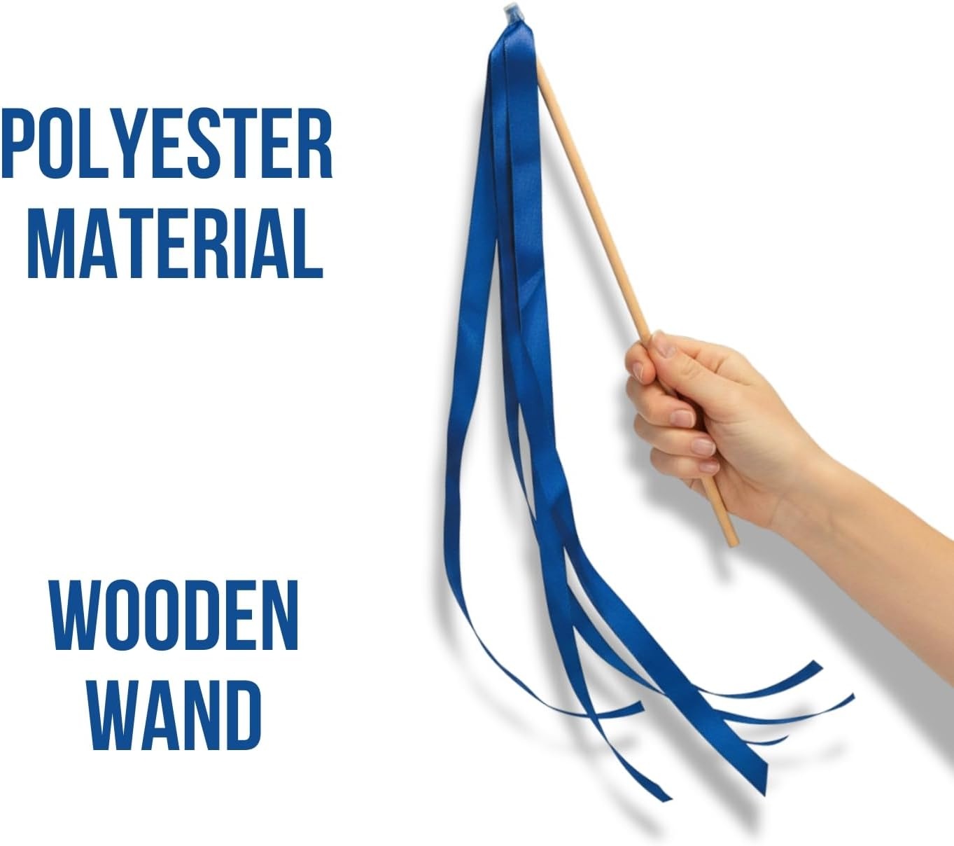 image:imageBlue Ribbon Wands 24 Pack Streamer Sticks with 12 Inch Wooden Wands and 2 Ft Ribbons for Weddings Dance Performances Celebrations Parades Events