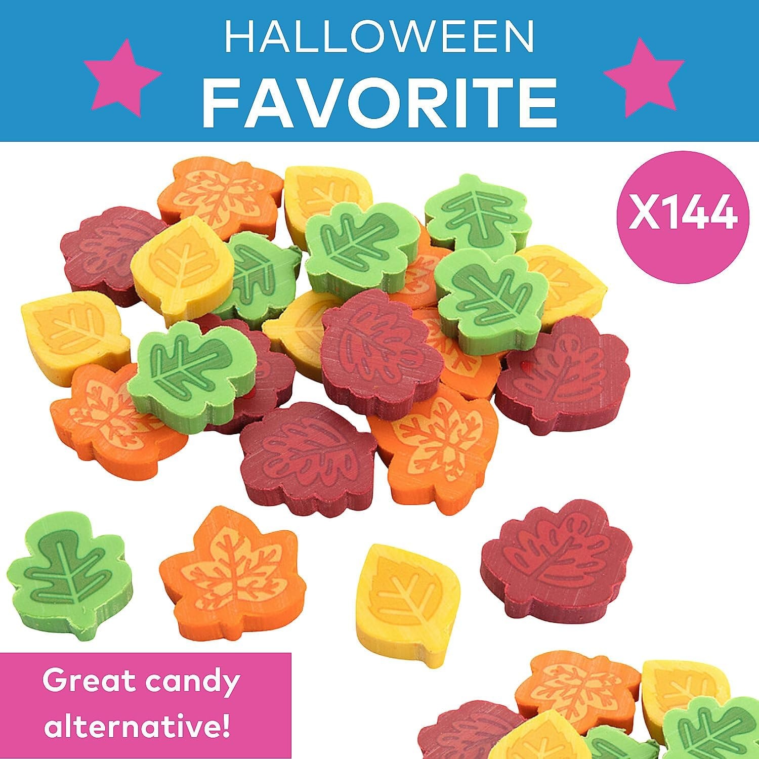 image:imageBulk Mini Fall Leaf Eraser Assortment Classroom Handouts Party Favors and Stationary 144 Pieces