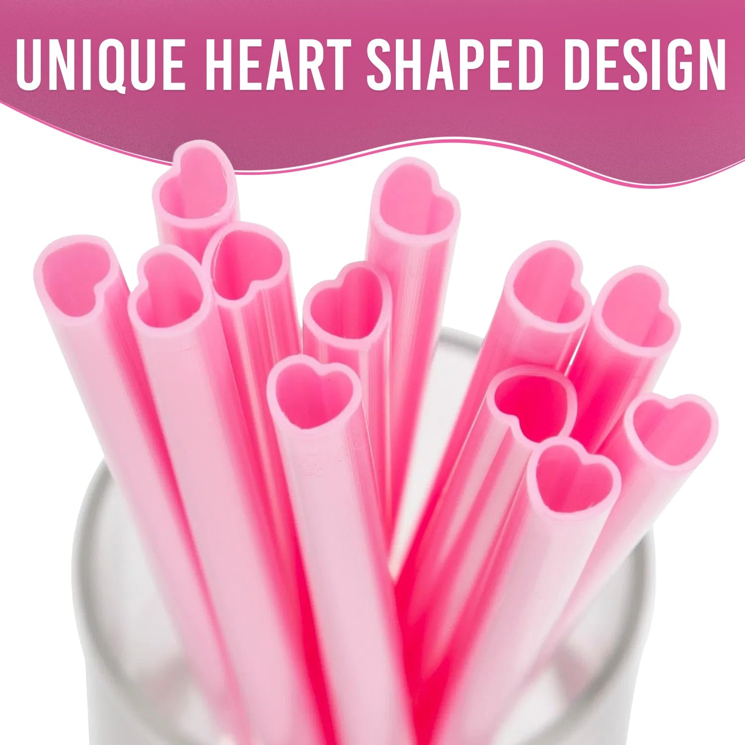 image:imageFun Expess 9 HeartShaped Pink Plastic Novelty Straws 12 Pieces