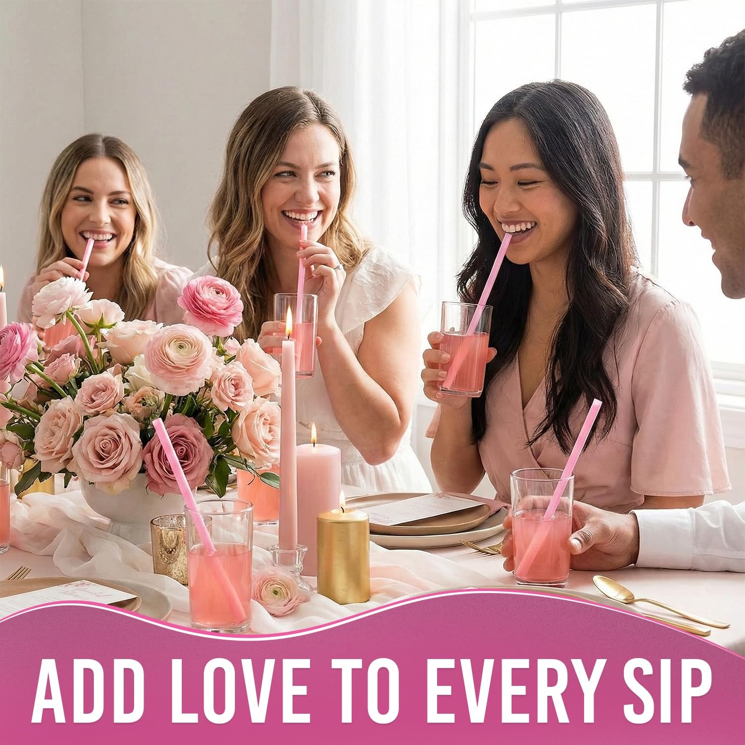 image:imageFun Expess 9 HeartShaped Pink Plastic Novelty Straws 12 Pieces