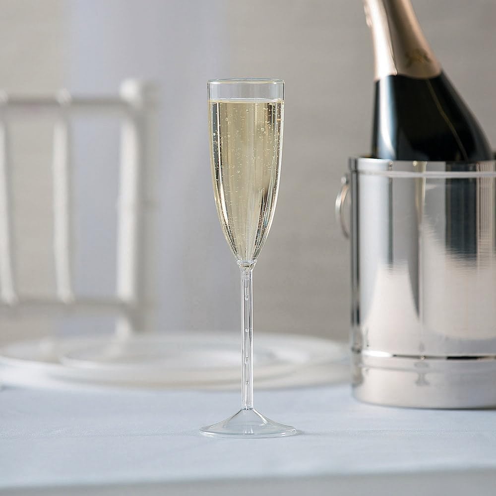 image:imageFun Express 25 Pieces Premium Plastic Etched Champagne Flute Holds 5 oz BPA Free Plastic Wedding Party Supplies Clear
