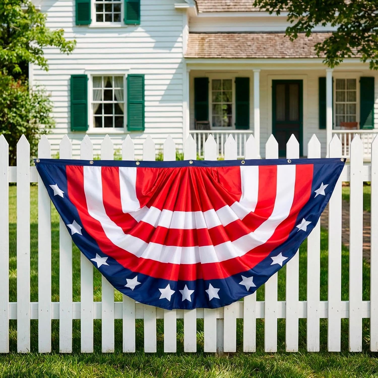 image:imageFun Express 4th of July decorations outdoor 6ft x 3ft jumbo patriotic bunting american flag banner for memorial day decorations red white and blue decorations for porch fence amp railings