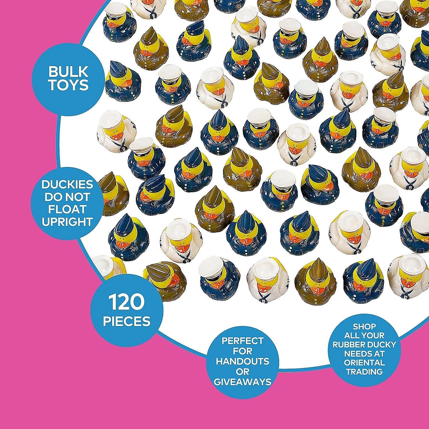 image:imageFun Express Armed Forces Rubber Ducks Bulk 120 Pc Vinyl 2 Inch Memorial Day 4th of July and Veterans Day Party Favors