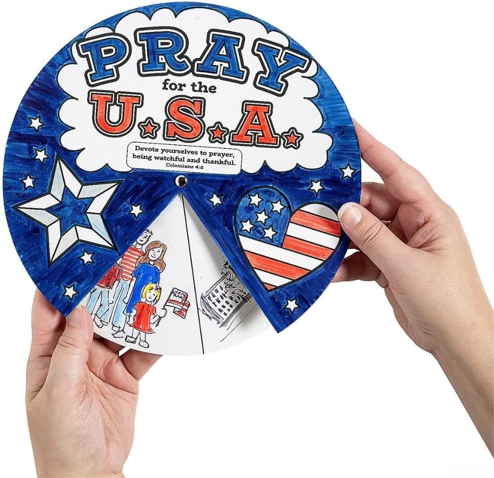 image:imageFun Express Color Your Own Pray for the USA Prayer Wheels 12 Pc