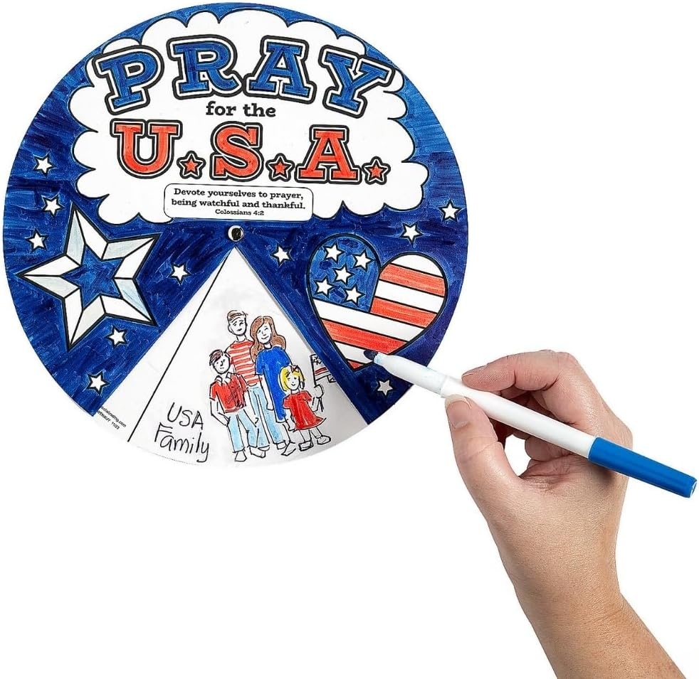 image:imageFun Express Color Your Own Pray for the USA Prayer Wheels 12 Pc