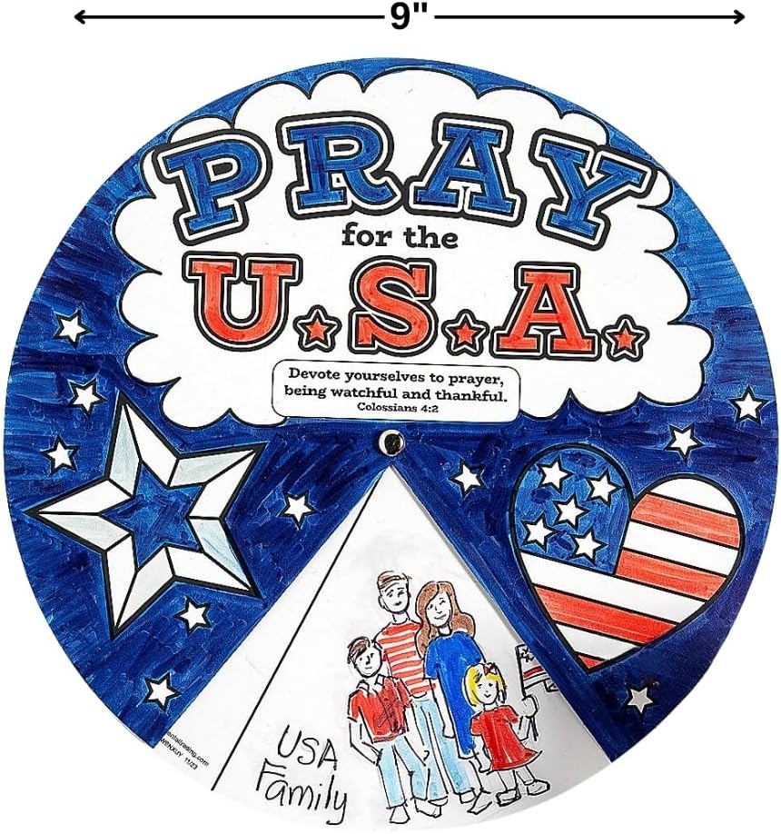 image:imageFun Express Color Your Own Pray for the USA Prayer Wheels 12 Pc