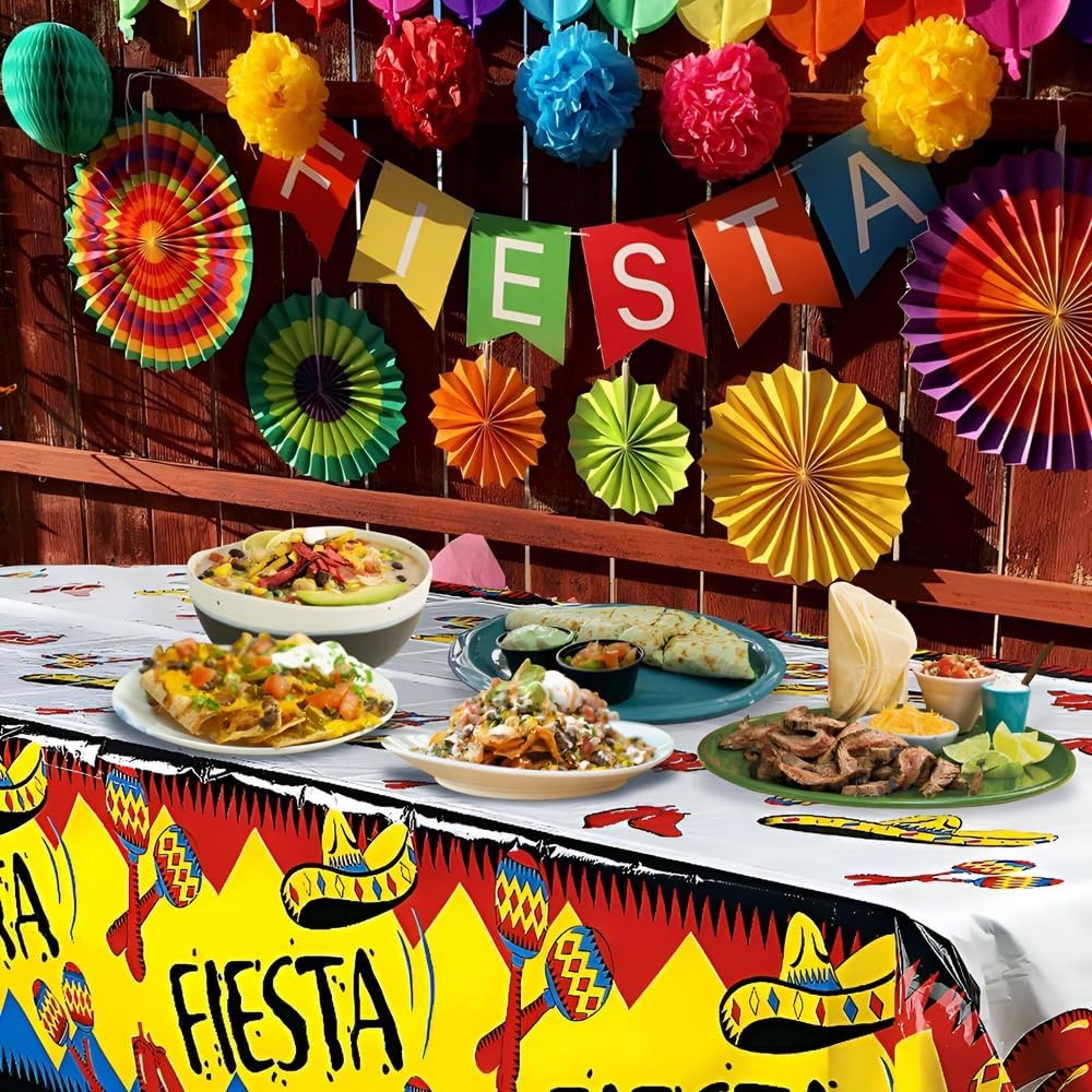 image:imageFun Express Fiesta Plastic Tablecloth Party Supplies Disposable Table Decor