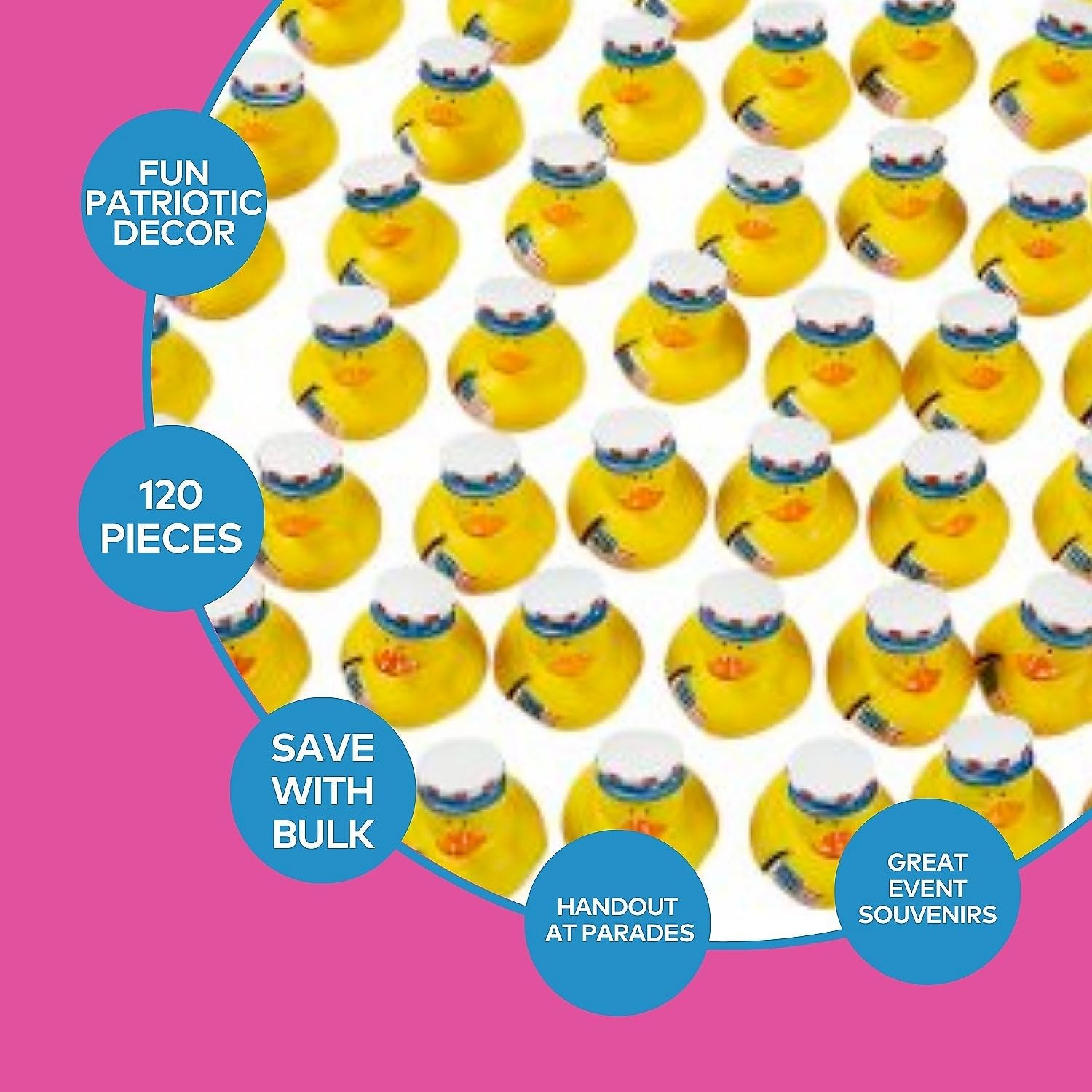 image:imageFun Express Patriotic Rubber Ducks Bulk 120 Pc Mini Duckies for Jeeps Cruise Ship Hiding amp Parade Throws Red White Blue Tiny Plastic Ducks for 4th of July Memorial Day amp Summer Celebrations