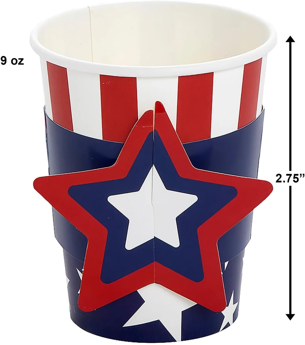 image:imageFun Express Patriotic Star Red White amp Blue Paper Party Cups with Sleeves 8 Ct