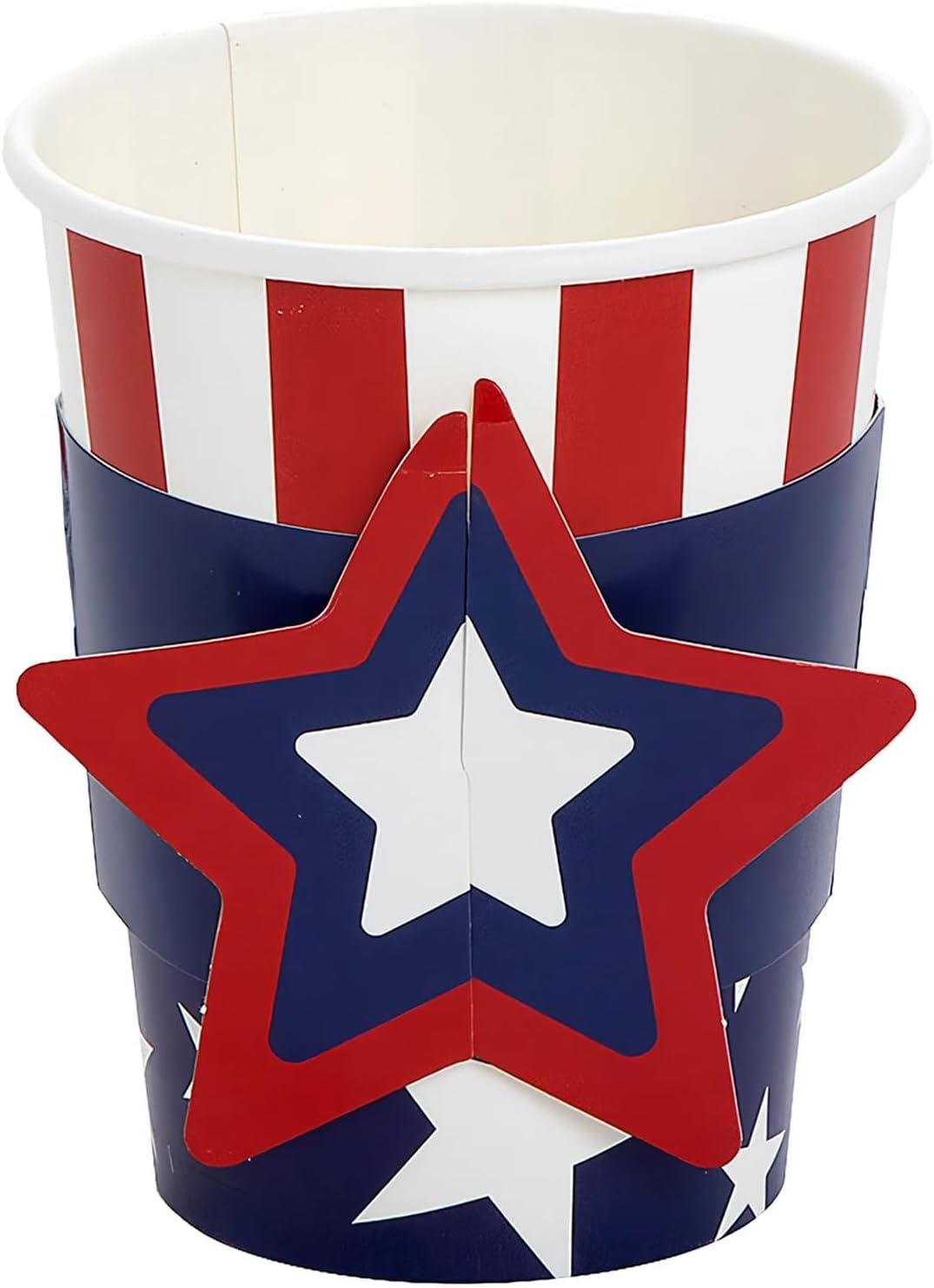 image:imageFun Express Patriotic Star Red White amp Blue Paper Party Cups with Sleeves 8 Ct