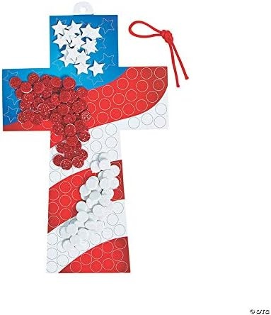 image:imageFun Express Religious Mosaic Glitter Flag Craft Kit Makes 12 USA Fourth of July Crafts for Kids