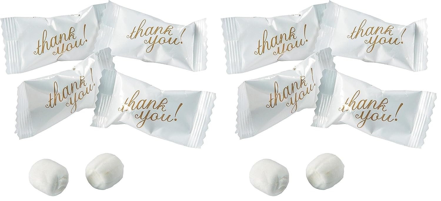image:imageFun Express Thank You Mints Individually Wrapped Bulk 108 Count Premium Butter Mints for Wedding Favors Bridal Shower Gifts amp Party Favors Gold Script Design for Guests Pack of 2Mint