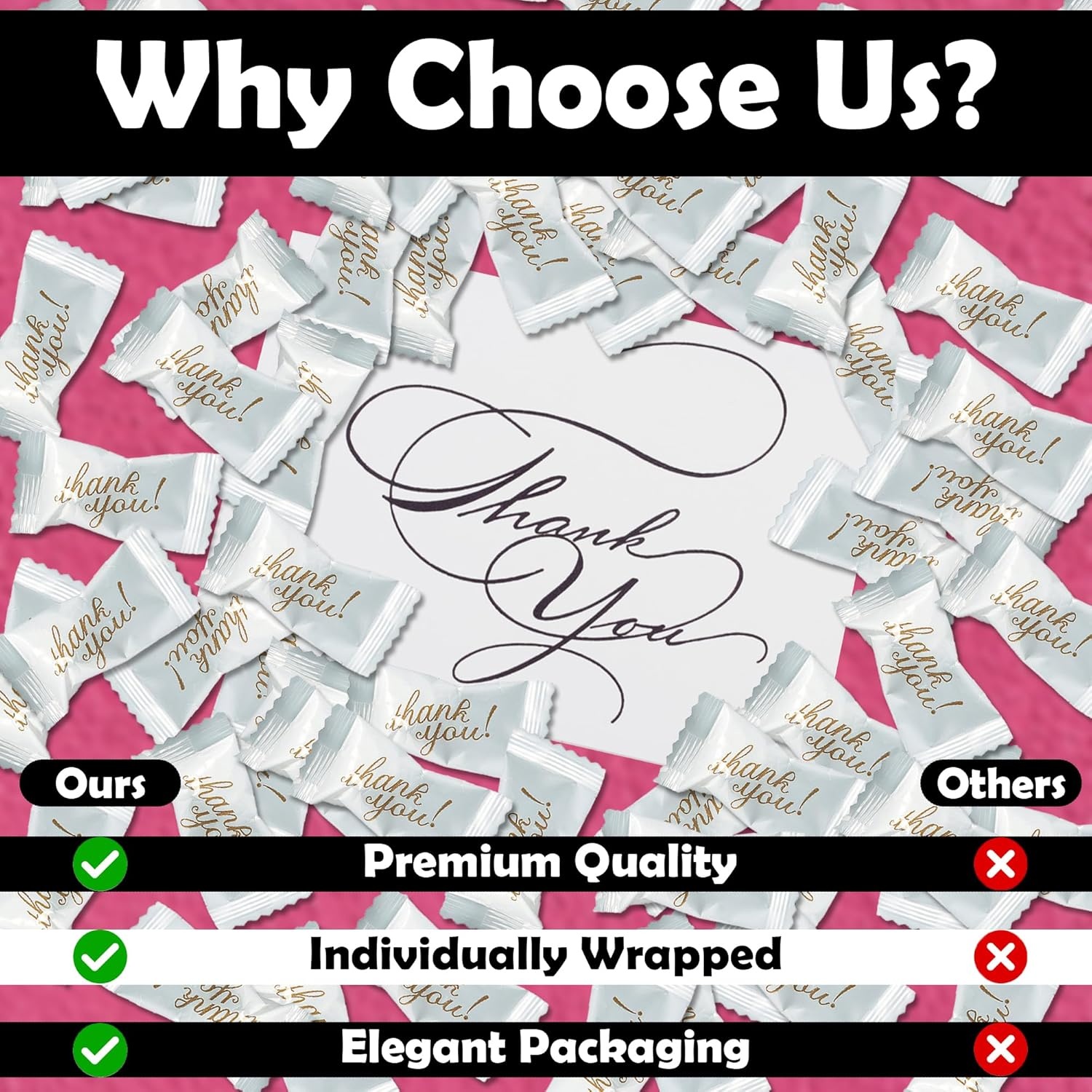 image:imageFun Express Thank You Mints Individually Wrapped Bulk 108 Count Premium Butter Mints for Wedding Favors Bridal Shower Gifts amp Party Favors Gold Script Design for Guests Pack of 2Mint